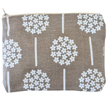 Hydrangeas in Cream on Natural Linen - Zip Purse