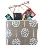 Hydrangeas in Cream on Natural Linen - Zip Purse
