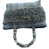 Weathered Gordon Tartan Bag – Handknitted Panel & Glass Bead Handles