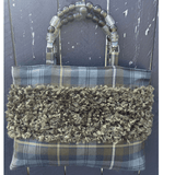 Weathered Gordon Tartan Bag – Handknitted Panel & Glass Bead Handles