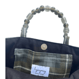 Weathered Gordon Tartan Bag – Handknitted Panel & Glass Bead Handles