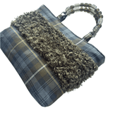 Weathered Gordon Tartan Bag – Handknitted Panel & Glass Bead Handles