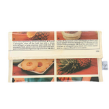 handmade wallet featuring original pages of a retro recipe book featuring pineappples