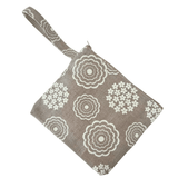 Fabric pouch with floral pattern on a white background