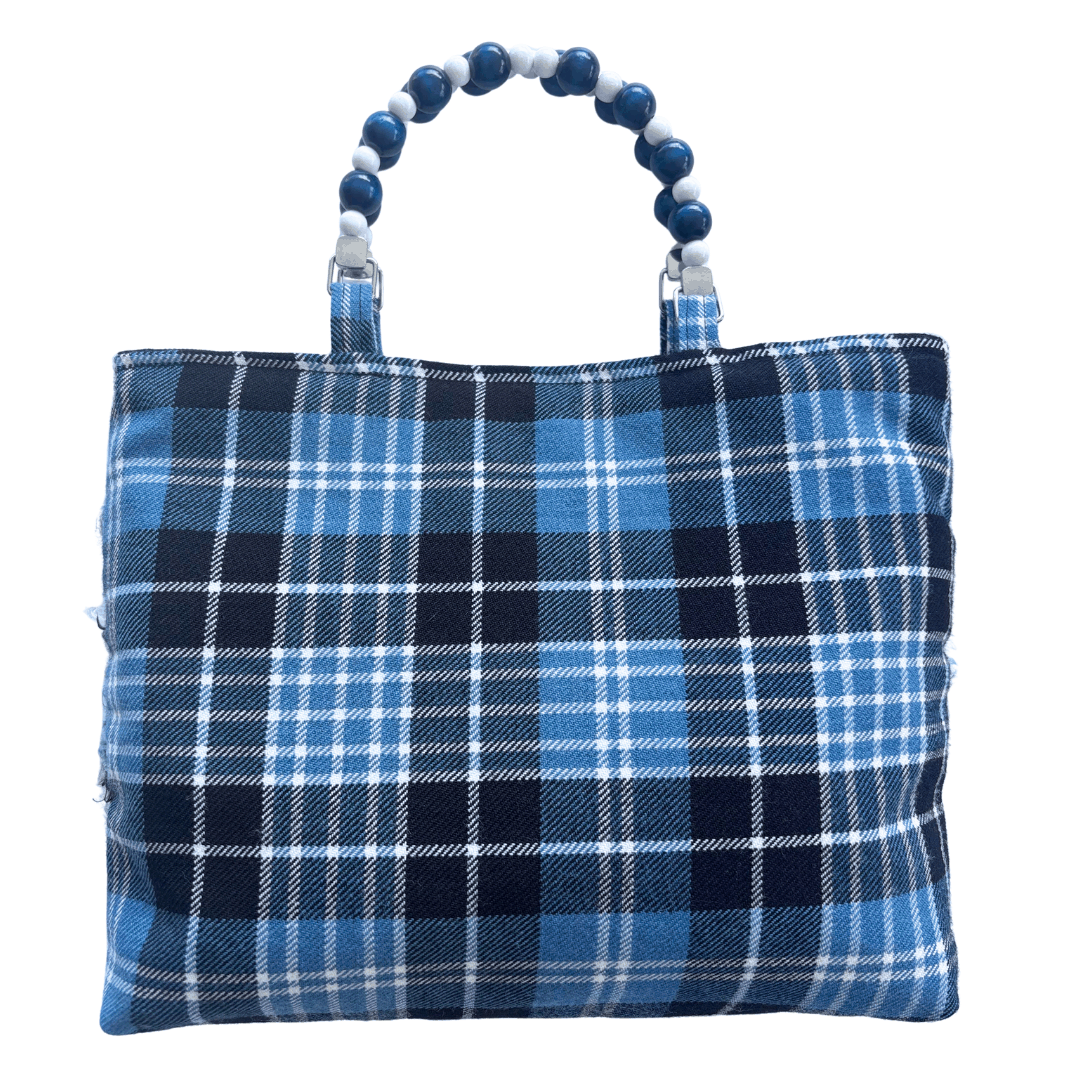 Clark Ancient Tartan Bag – Handknitted Panel & Beaded Handles