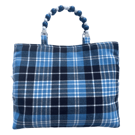 Clark Ancient Tartan Bag – Handknitted Panel & Beaded Handles