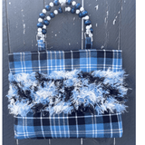 Clark Ancient Tartan Bag – Handknitted Panel & Beaded Handles