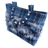 Clark Ancient Tartan Bag – Handknitted Panel & Beaded Handles