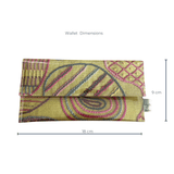 Embroidery Book Wallet - Colourful Stitches on Green Linen