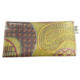 Embroidery Book Wallet - Colourful Stitches on Green Linen