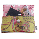 Embroidery Book Wallet - Colourful Stitches on Green Linen