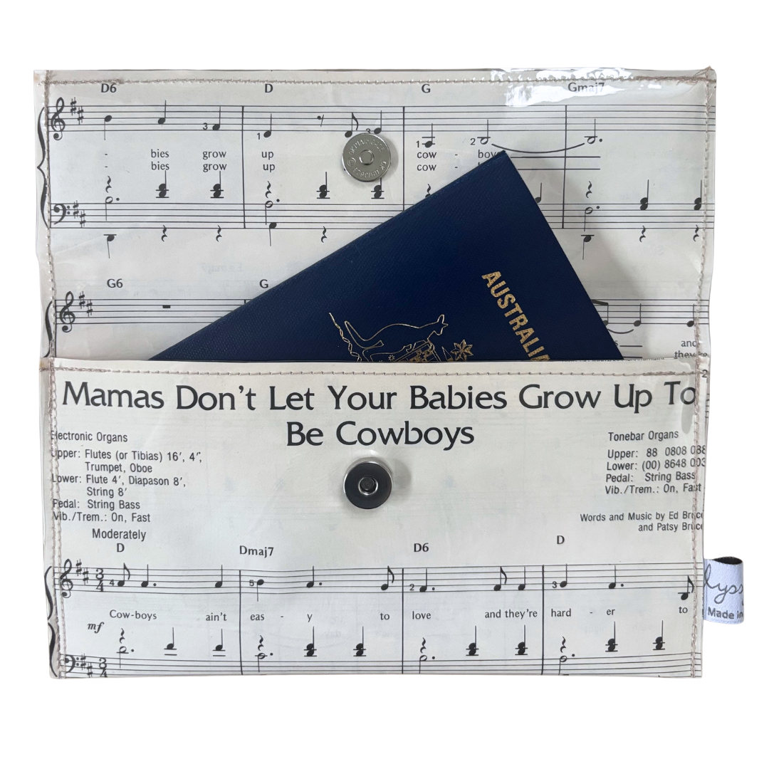 Vintage Sheet Music Wallet - "Mamas Don't Let Your Babies Grow up to be Cowboys"