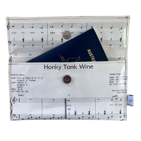 Vintage Sheet Music Wallet - "Honky Tonk Wine"