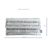 Lyssy May sheet music wallet dimensions — 21.5 cm wide by 11 cm high, made from vintage First Year at the Piano sheet music pages