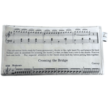 Back of handmade sheet music wallet showing Crossing the Bridge by Czerny from a vintage 1940s Australian piano lesson book, made by Lyssy May