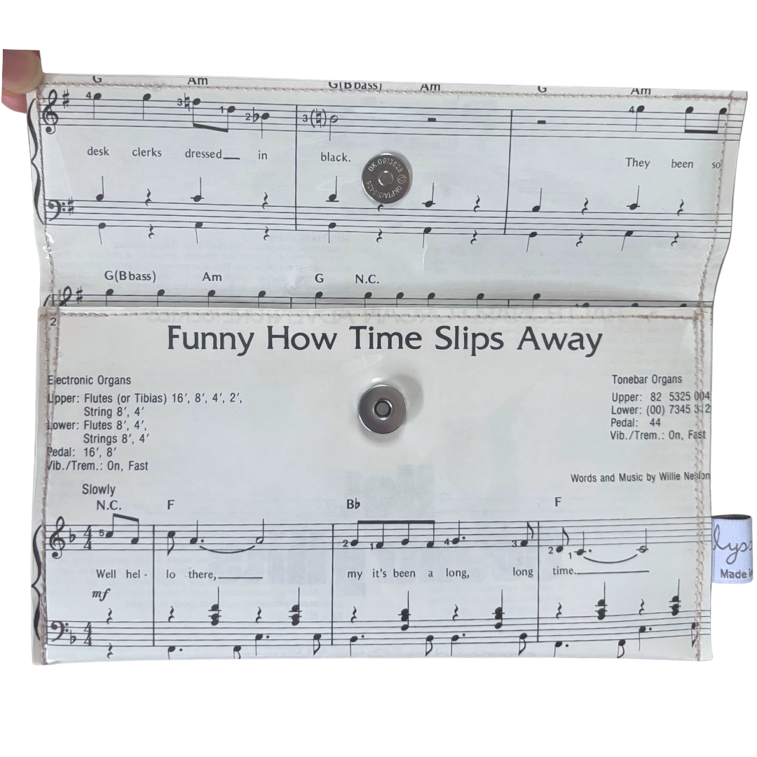 Vintage Sheet Music Wallet - "Funny How Time Slips Away"