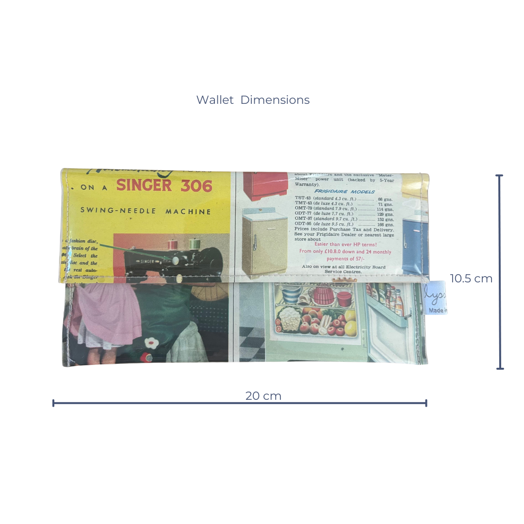 Vintage 1950's magazine wallet - Sewing with a Singer machine