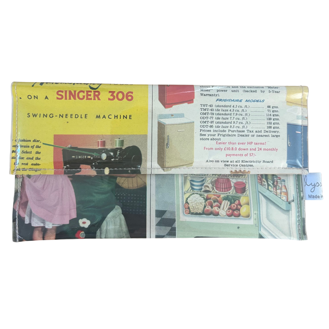 Vintage 1950's magazine wallet - Sewing with a Singer machine
