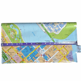 Recycled street map wallet featuring Brisbane City Centre map and magnetic closure