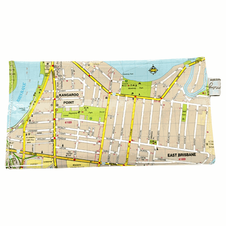 LyssyMay recycled map wallet Brisbane New Farm - back view.