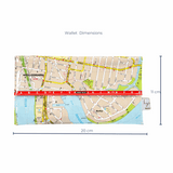 Map wallet with dimensions on a white background