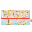 Recycled street map wallet featuring Brisbane suburbs New Farm, Woolloongabba, Kangaroo Point, and East Brisbane with clear PVC cover and magnetic clip closure
