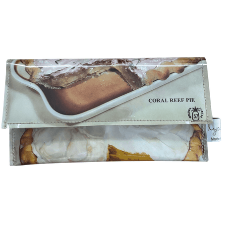 Lyssy May handmade wallet from Golden Circle tropical recipe book with Coral Reef Pie picture on front.