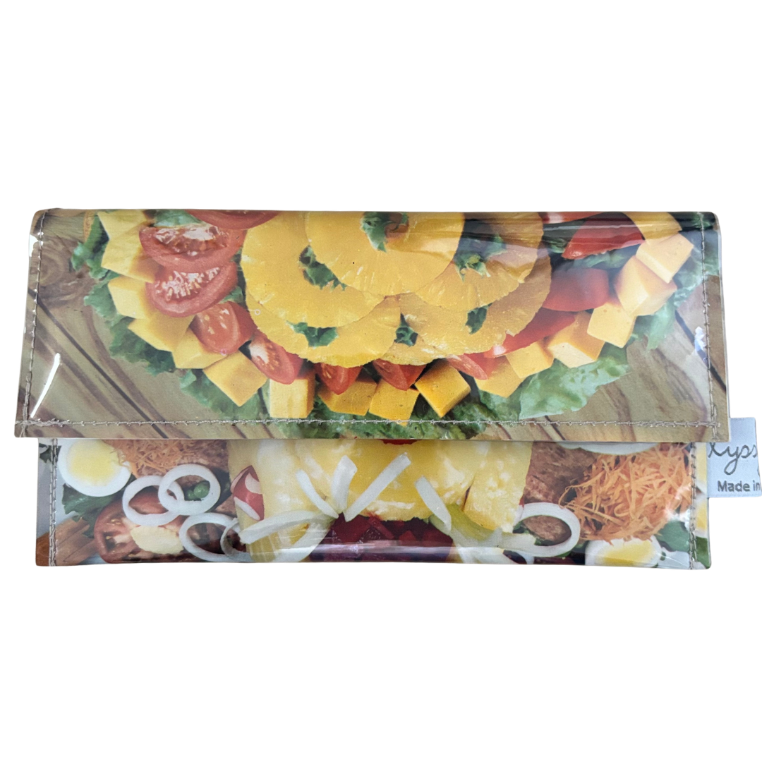 Handmade Wallet with a salad pattern on a white background