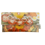 Lyssy May handmade wallet featuring original page from Golden Circle Cookbook from the 1960s. this if the front view showing the salad detail.