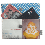 LyssyMay handmade wallet created from Tropical Golden Circle vintage cookbook. Inside view showing wallet is perfect size for cash and cards.