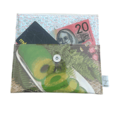 lyssymay wallet with pineapple in jelly image from vintage recipe book holding money and card inside