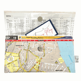 Recycled street map wallet by Lyssy May featuring Fortitude Valley, Kangaroo Point, Newstead, and Bowen Hills areas of Brisbane. Inside view of wallet with magnetic clip closure.