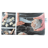 Wallet made from cookbook page with step-by-step images of making doughnuts.