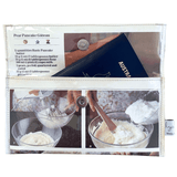 Recipe images and text on a white background created as a wallet that can be used to hold a passport
