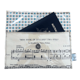 Vintage Sheet Music Wallet made from 1940s Miss Hook of Holland Two-Step sheet music with geometric patterned lining and magnetic clasp