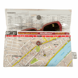 Recycled street map wallet featuring Brisbane River and suburbs Auchenflower, Milton, Toowong, West End