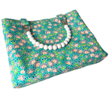 Charlotte in Green Floral Mini Fabric Bag + Matching Zip Purse