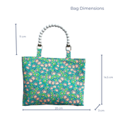 Charlotte in Green Floral Mini Fabric Bag + Matching Zip Purse