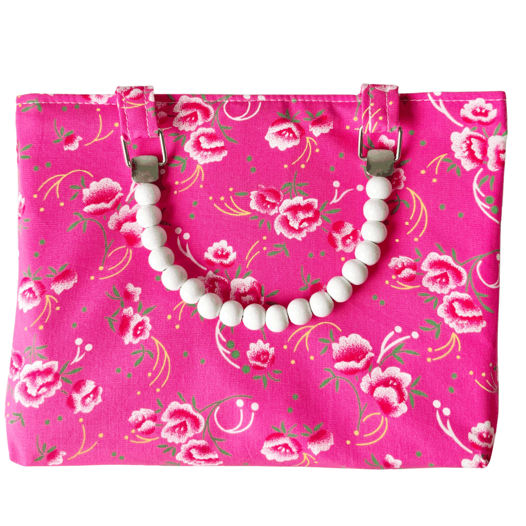Penelope in Pink Peony Mini Fabric Bag + Matching Zip Purse