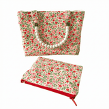Sophia in Pink Floral  Mini Fabric Bag + Matching Zip Purse