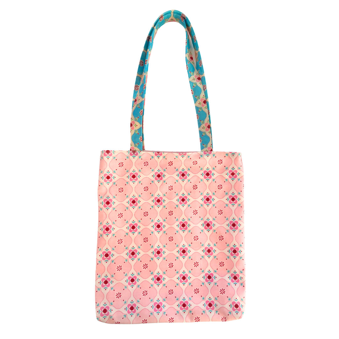 Pretty Oilcloth Magazine Size Tote by Lyssy May - Blue or Pink