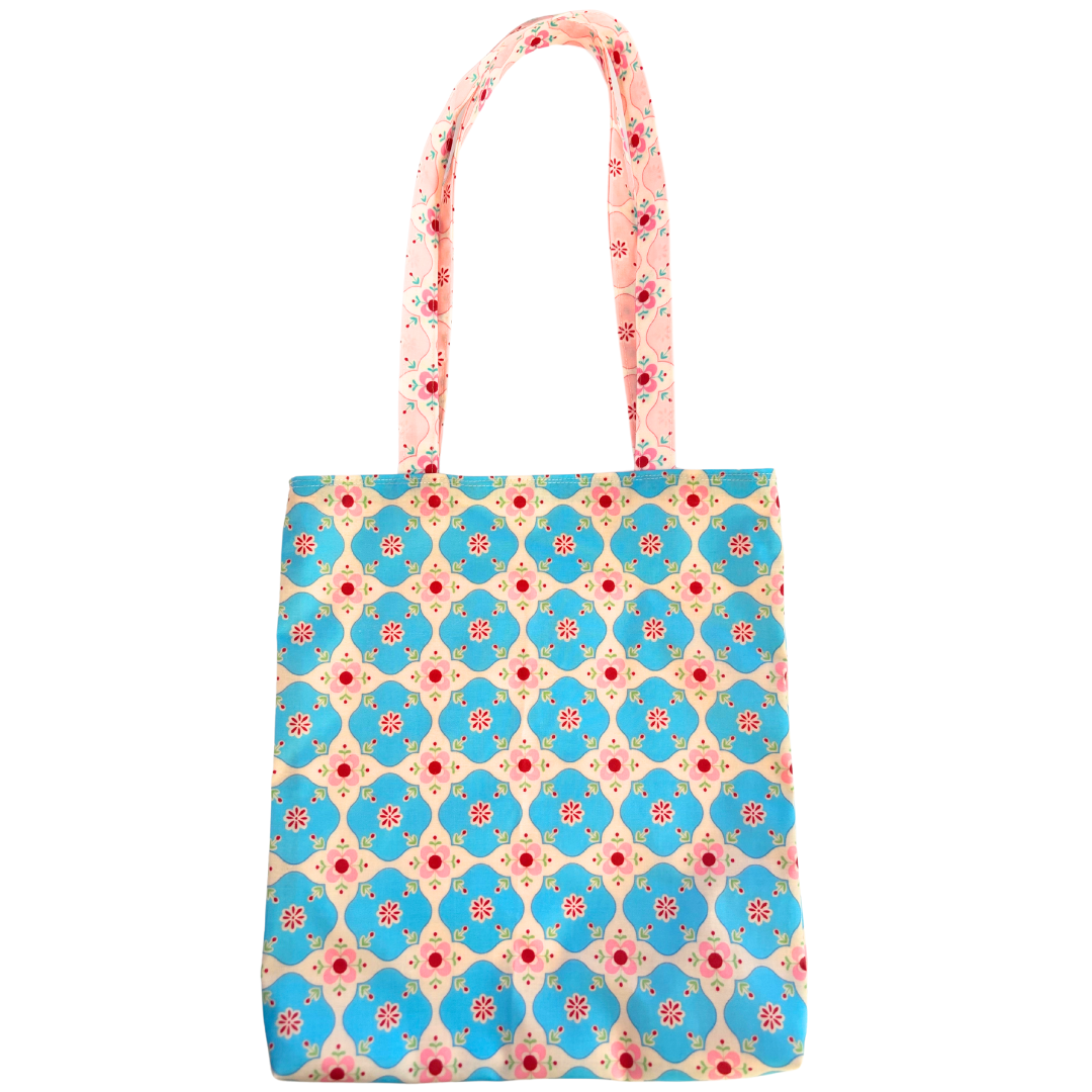 Pretty Oilcloth Magazine Size Tote by Lyssy May - Blue or Pink