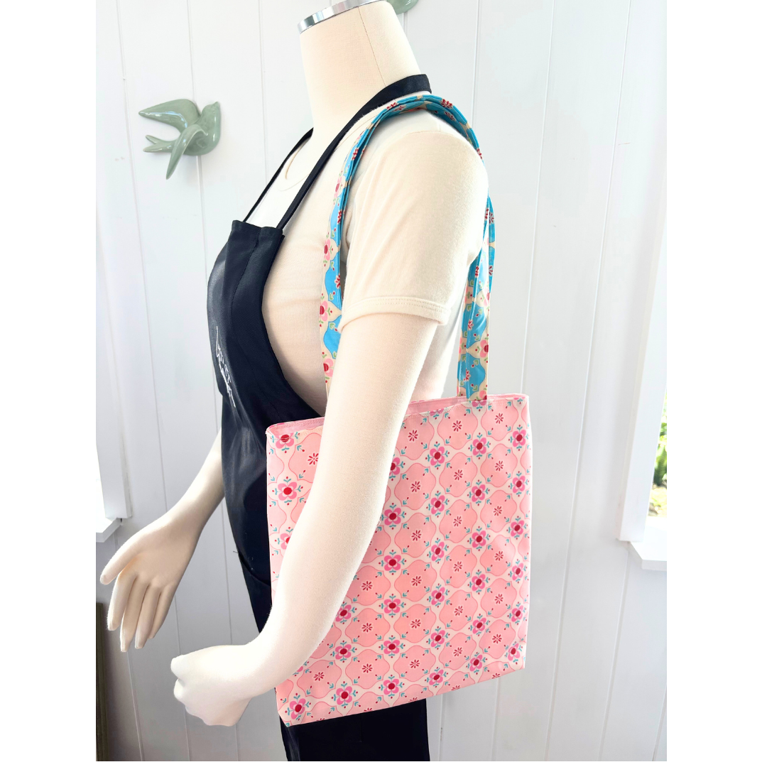 Pretty Oilcloth Magazine Size Tote by Lyssy May - Blue or Pink