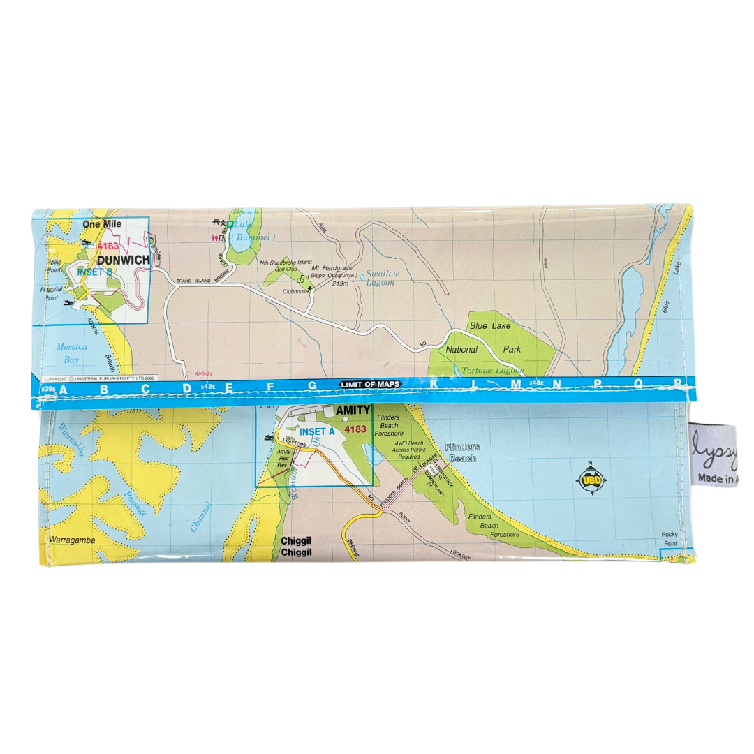 Recycled Street Map Wallet - North Stradbroke | Minjerriba Island