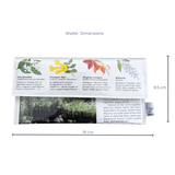 Floral wallet with dimensions on a white background