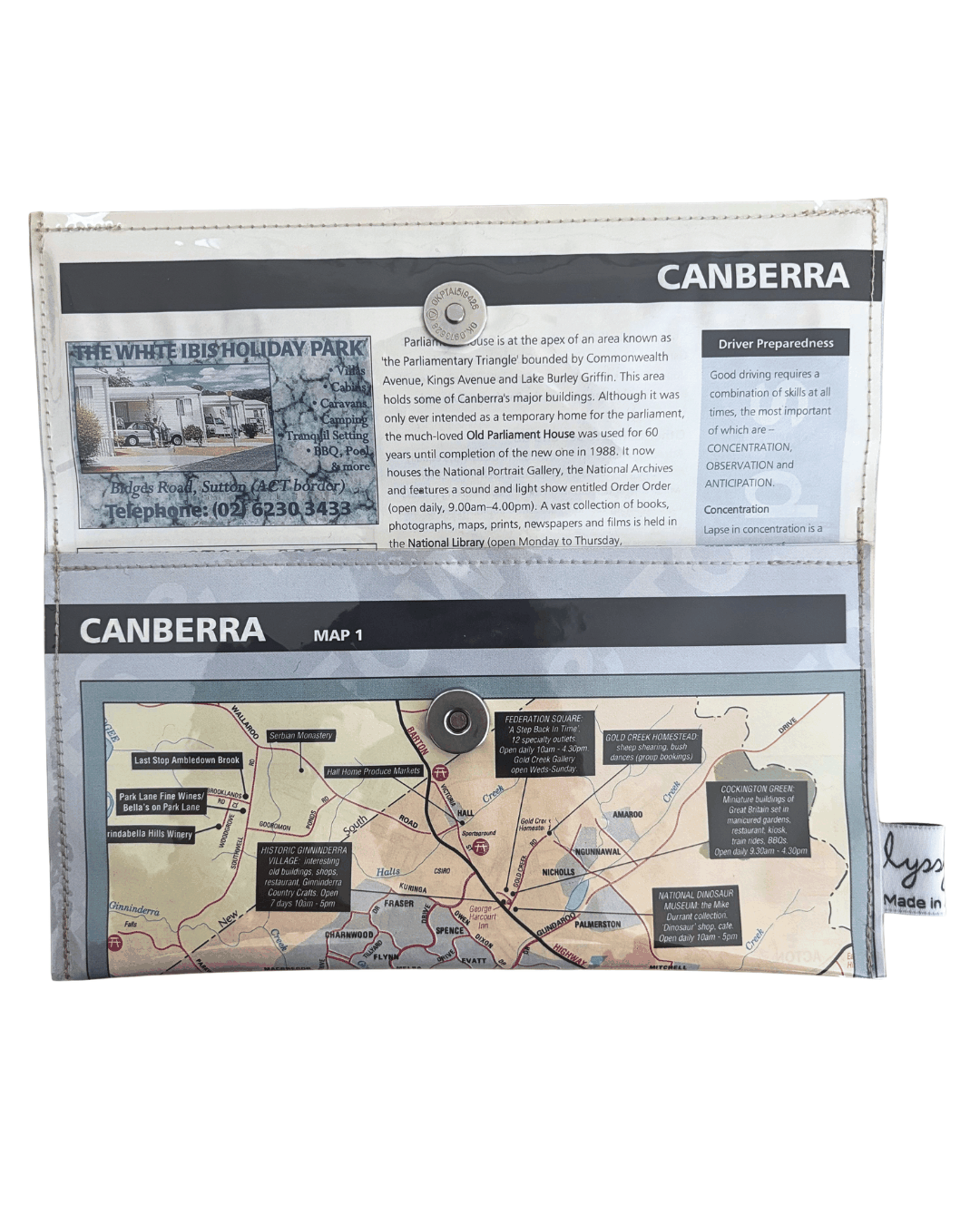 Recycled Street Map Wallet - Canberra, Weston Creek, Woden Valley, Belconnen