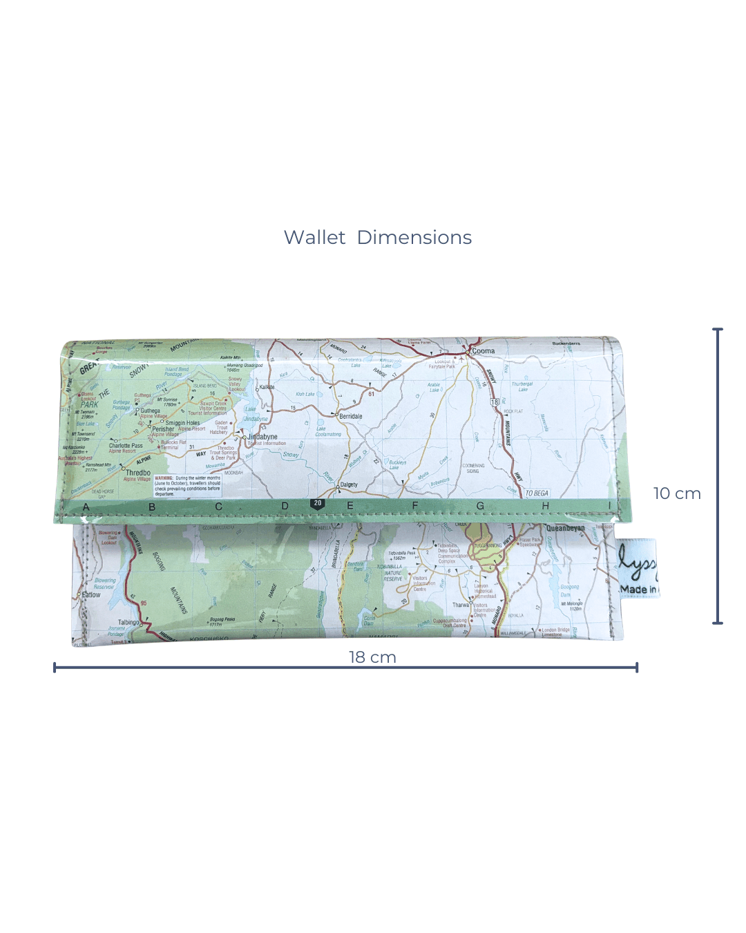 Recycled Street Map Wallet - Canberra Region, Snowy Mountains & Kosciuszko