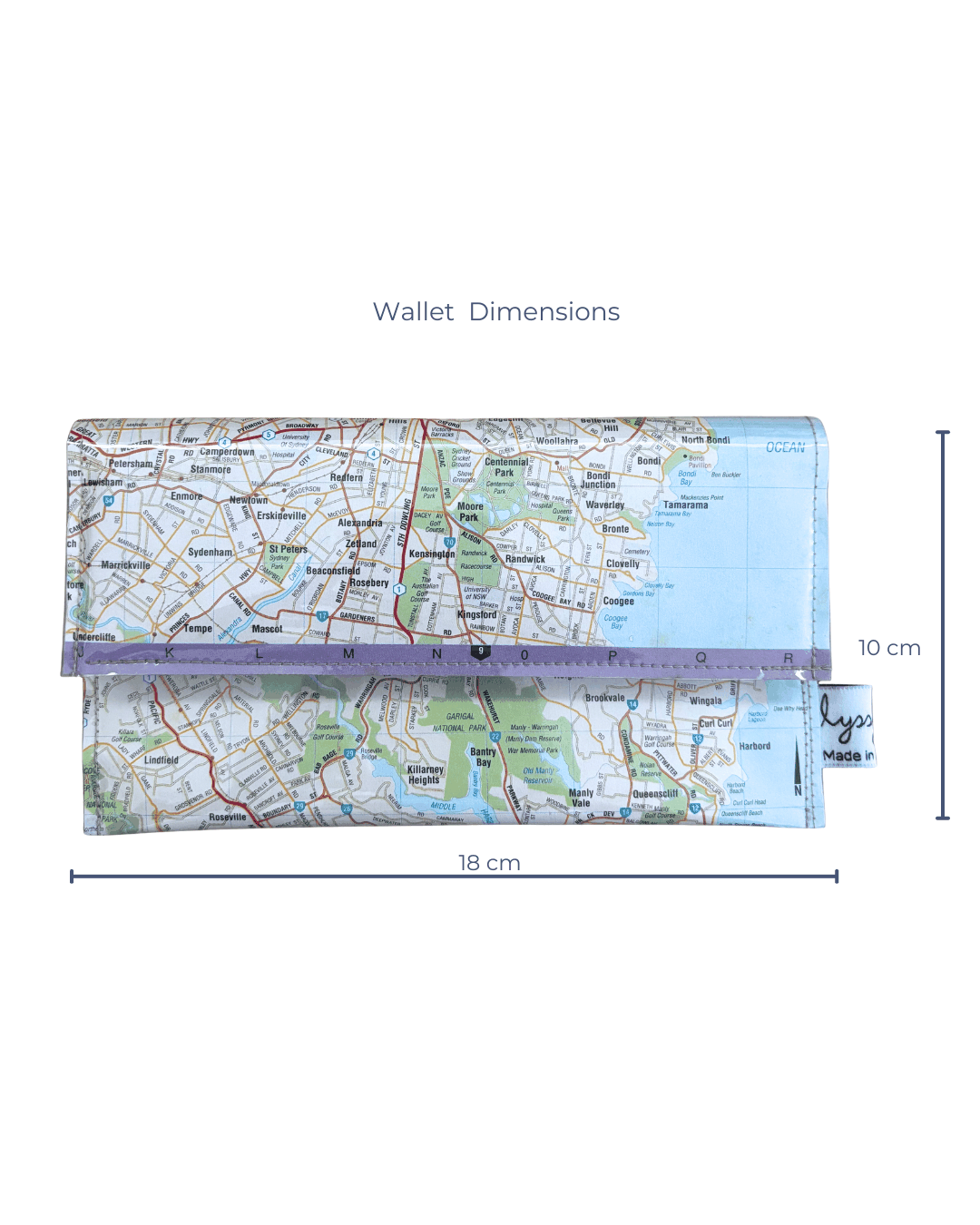 Recycled Street Map Wallet - Sydney, Coogee to Collaroy & Harbour