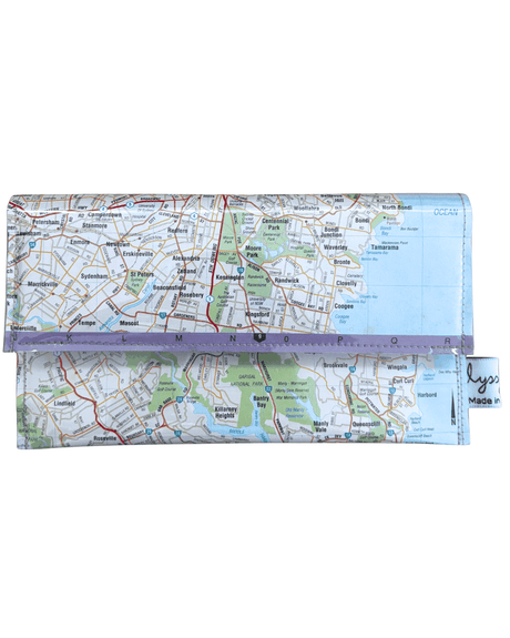 Recycled Street Map Wallet - Sydney, Coogee to Collaroy & Harbour