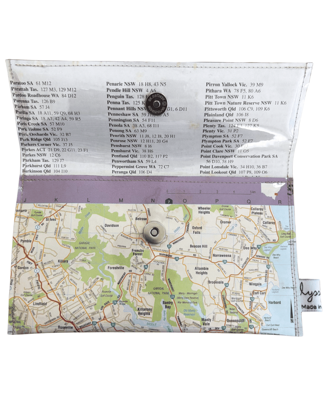 Recycled Street Map Wallet - Sydney, Coogee to Collaroy & Harbour